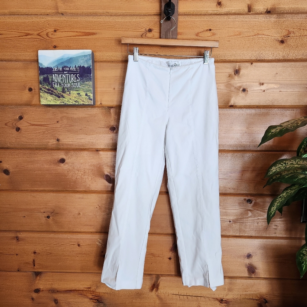 Joseph Ribkoff 💜 White Dress Pants Crop Lined Lace Crochet Trim Stretch 8 X 24"